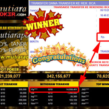 Bukti Withdraw (14.058.401- ) Member Setia Mutiarapoker