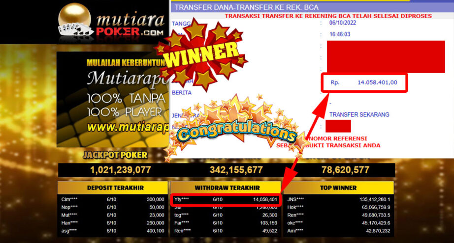 Bukti Withdraw (14.058.401- ) Member Setia Mutiarapoker