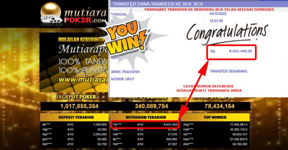 Bukti Withdraw (8.631.449- ) Member Setia Mutiarapoker