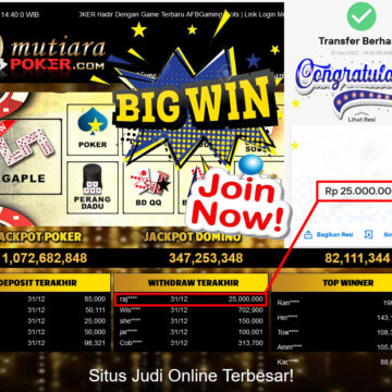 Bukti Withdraw (25.000.000.- ) Member Setia Mutiarapoker