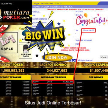 Bukti Withdraw (53.426.292- ) Member Setia Mutiarapoker