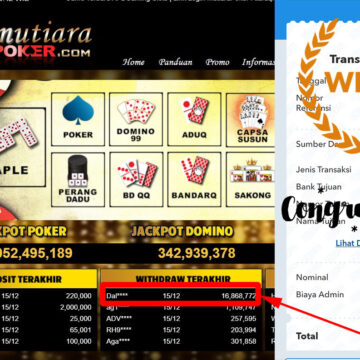 Bukti Withdraw (16.868.772- ) Member Setia Mutiarapoker