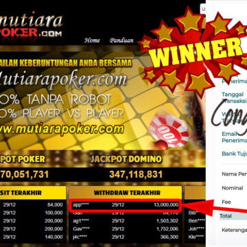 Bukti Withdraw (13.000.000.- ) Member Setia Mutiarapoker