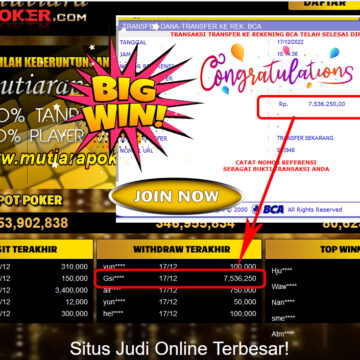 Bukti Withdraw (7.536.250- ) Member Setia Mutiarapoker