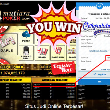 Bukti Withdraw (9.000.000.- ) Member Setia Mutiarapoker