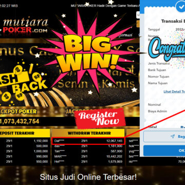 Bukti Withdraw (12.067.145.- ) Member Setia Mutiarapoker