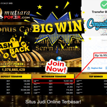 Bukti Withdraw (16.957.390.- ) Member Setia Mutiarapoker