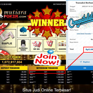 Bukti Withdraw (5.002.000.- ) Member Setia Mutiarapoker