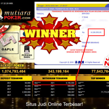 Bukti Withdraw (6.106.000.- ) Member Setia Mutiarapoker