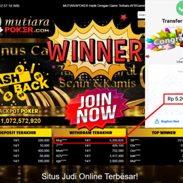 Bukti Withdraw (5.200.826.- ) Member Setia Mutiarapoker