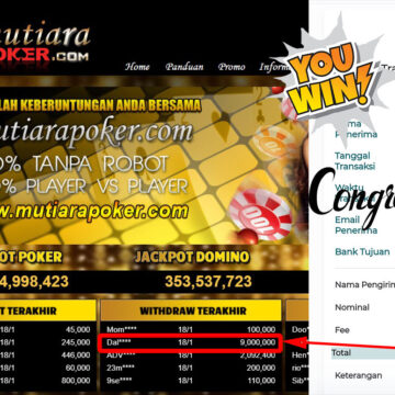 Bukti Withdraw (9.000.000.- ) Member Setia Mutiarapoker