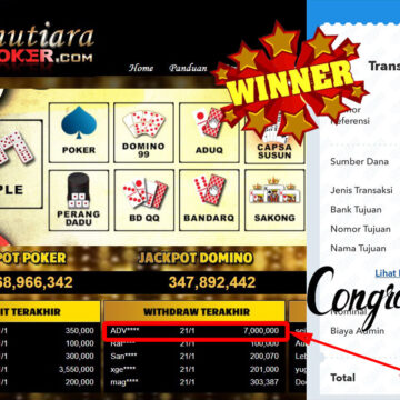 Bukti Withdraw (7.000.000.- ) Member Setia Mutiarapoker