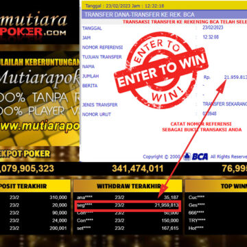 Bukti Withdraw (21,959,183- ) Member Setia Mutiarapoker