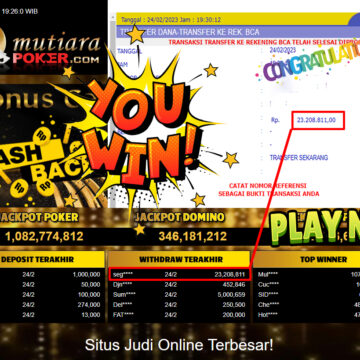 Bukti Withdraw (23,208,811- ) Member Setia Mutiarapoker