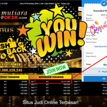 Bukti Withdraw (15.517.000- ) Member Setia Mutiarapoker