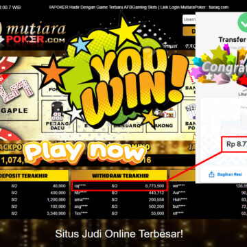 Bukti Withdraw (8.773.500- ) Member Setia Mutiarapoker