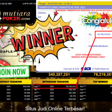 Bukti Withdraw (26.745.074- ) Member Setia Mutiarapoker