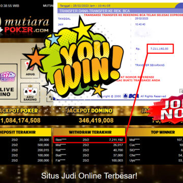 Bukti Withdraw (7,211,192- ) Member Setia Mutiarapoker