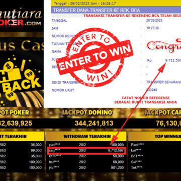 Bukti Withdraw (9,712,597- ) Member Setia Mutiarapoker