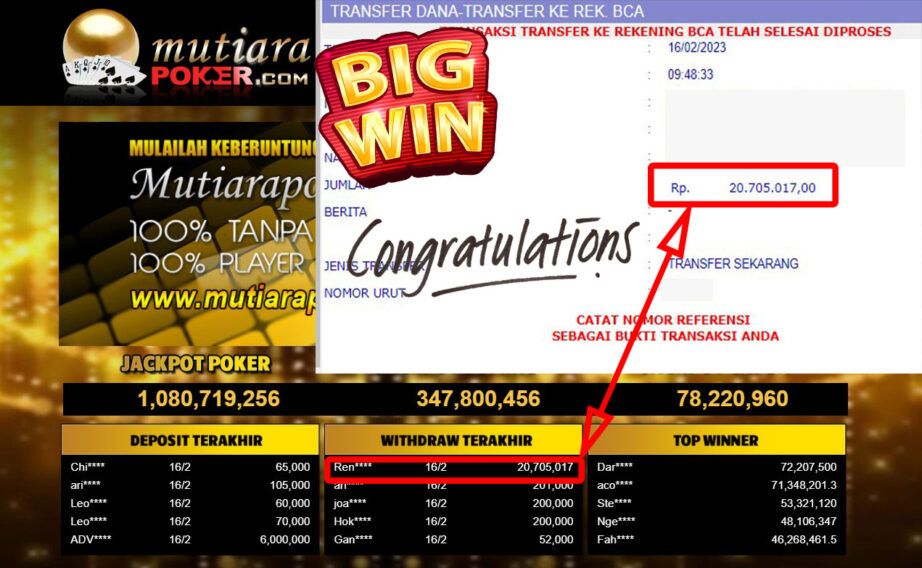 Bukti Withdraw (20.705.017- ) Member Setia Mutiarapoker