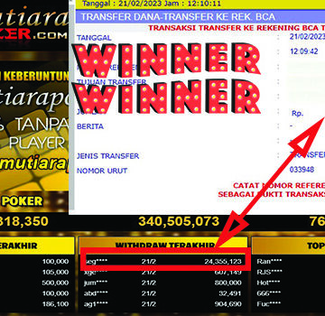 Bukti Withdraw (24,355,123- ) Member Setia Mutiarapoker