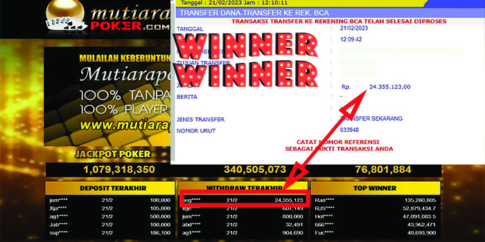 Bukti Withdraw (24,355,123- ) Member Setia Mutiarapoker