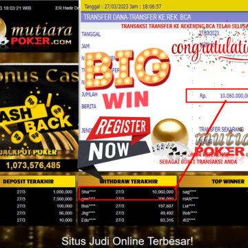 Bukti Withdraw (10,060,000- ) Member Setia Mutiarapoaker