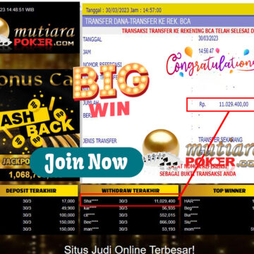 Bukti Withdraw (11,029,400- ) Member Setia Mutiarapoker