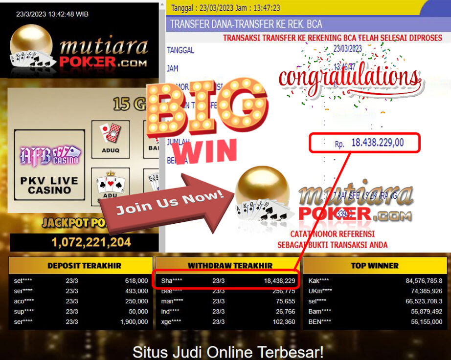 Bukti Withdraw (18,438,229.00-) Member Setia Mutiarapoker