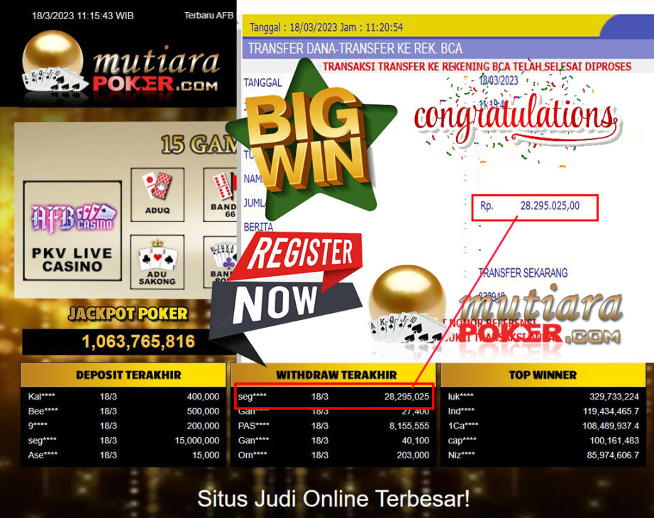 Bukti Withdraw (28.295.025- ) Member Setia Mutiarapoker