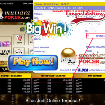 Bukti Withdraw (40.085.249-) Member Setia Mutiarapoker