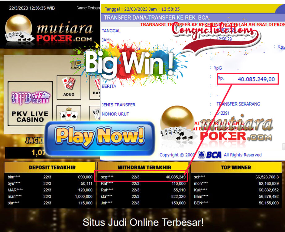 Bukti Withdraw (40.085.249-) Member Setia Mutiarapoker