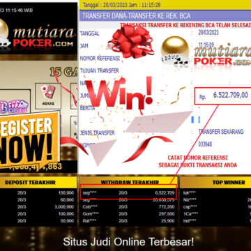 Bukti Withdraw (6,522,509-) Member Setia Mutiarapoker