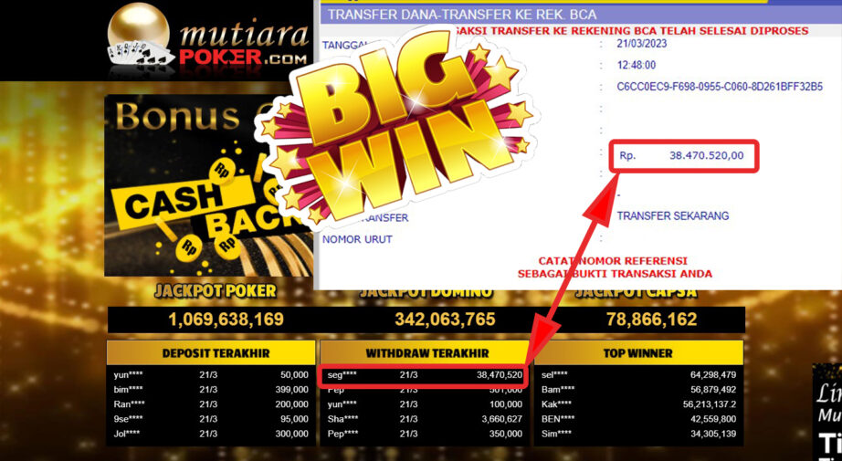 Bukti Withdraw (38.470.520-) Member Setia Mutiarapoker