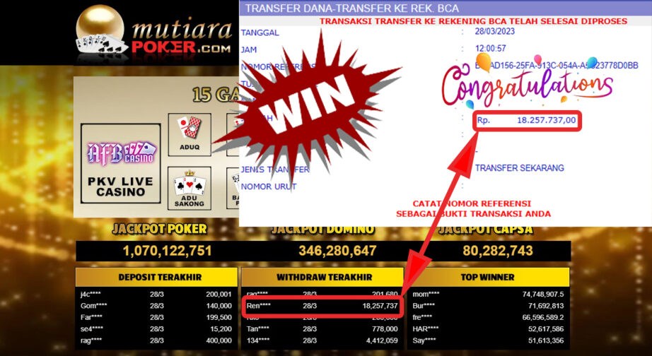 Bukti Withdraw (18.257.737- ) Member Setia Mutiarapoaker