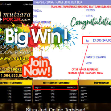 Bukti Withdraw (13,686.247- ) Member Setia Mutiarapoker