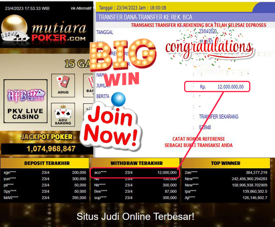 Bukti Withdraw (12,000,000- ) Member Setia Mutiarapoker