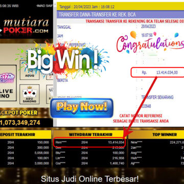 Bukti Withdraw (13,414,034- ) Member Setia Mutiarapoker