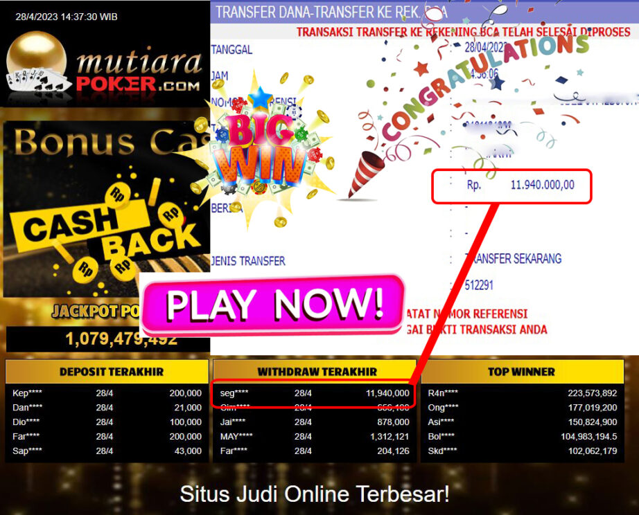 Bukti Withdraw (11,940,000- ) Member Setia Mutiarapoker