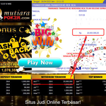 Bukti Withdraw (20,000,000- ) Member Setia Mutiarapoker