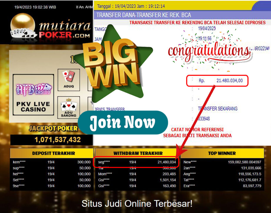 Bukti Withdraw (21,480,034- ) Member Setia Mutiarapoker