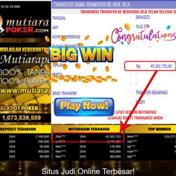 Bukti Withdraw (45,302,753- ) Member Setia Mutiarapoker