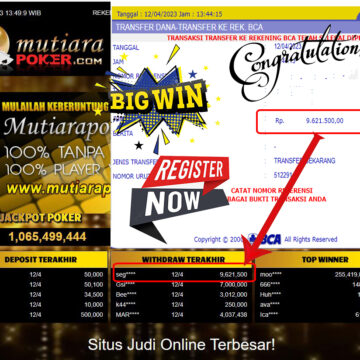 Bukti Withdraw (9,621,500- ) Member Setia Mutiarapoker