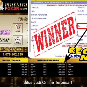 Bukti Withdraw (10,000,000- ) Member Setia Mutiarapoker