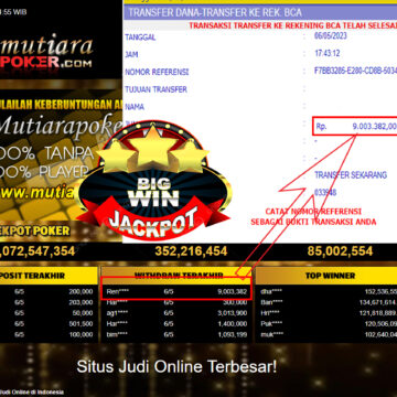 Bukti Withdraw (9.003,382- ) Member Setia Mutiarapoker