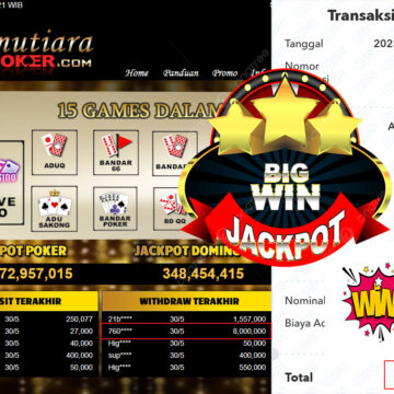 Bukti Withdraw (8.000.000- ) Member Setia Mutiarapoker