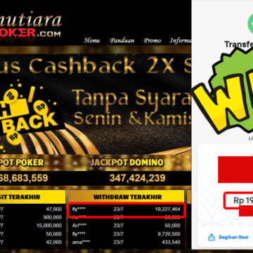 Bukti Withdraw (19.227.464,-) Member Setia Mutiarapoker