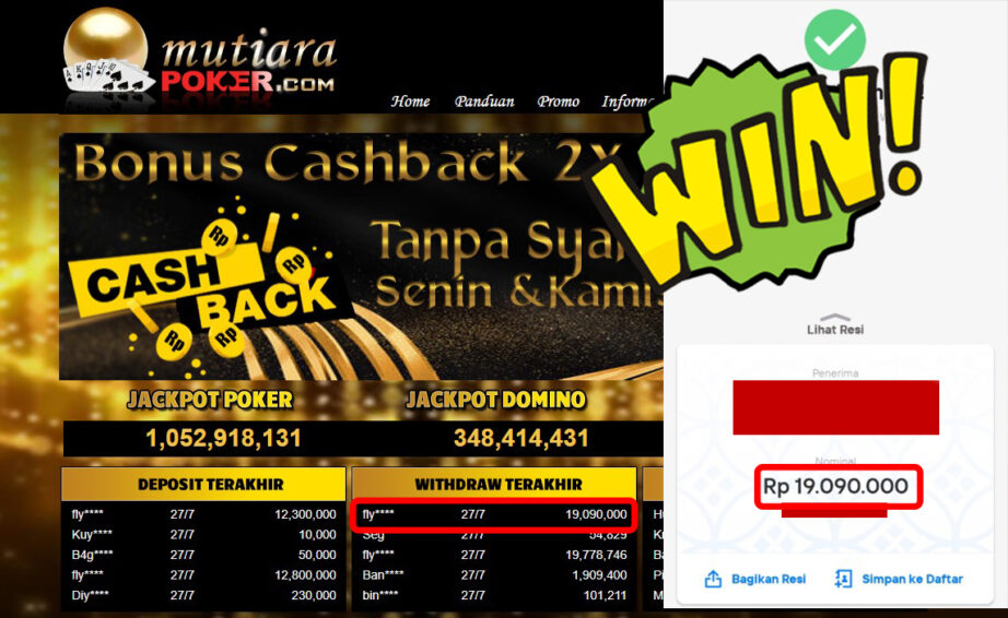 Bukti Withdraw (19.090.000,-) Member Setia Mutiarapoker