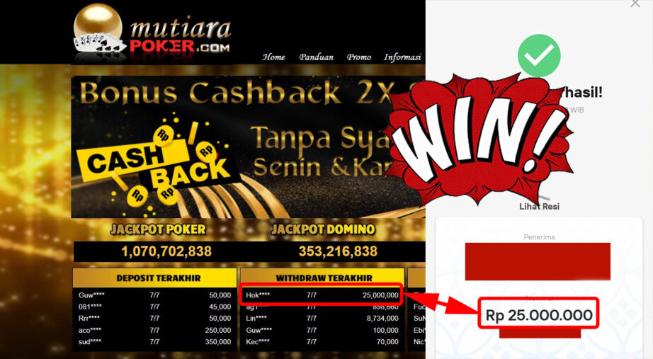 Bukti Withdraw (25.000.000,-) Member Setia Mutiarapoker