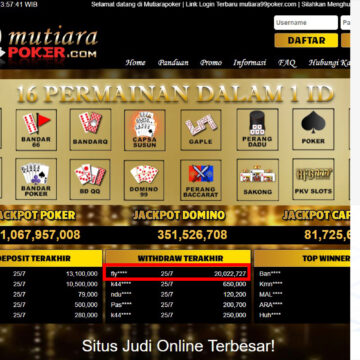 Bukti Withdraw (20.022.727,-) Member Setia Mutiarapoker